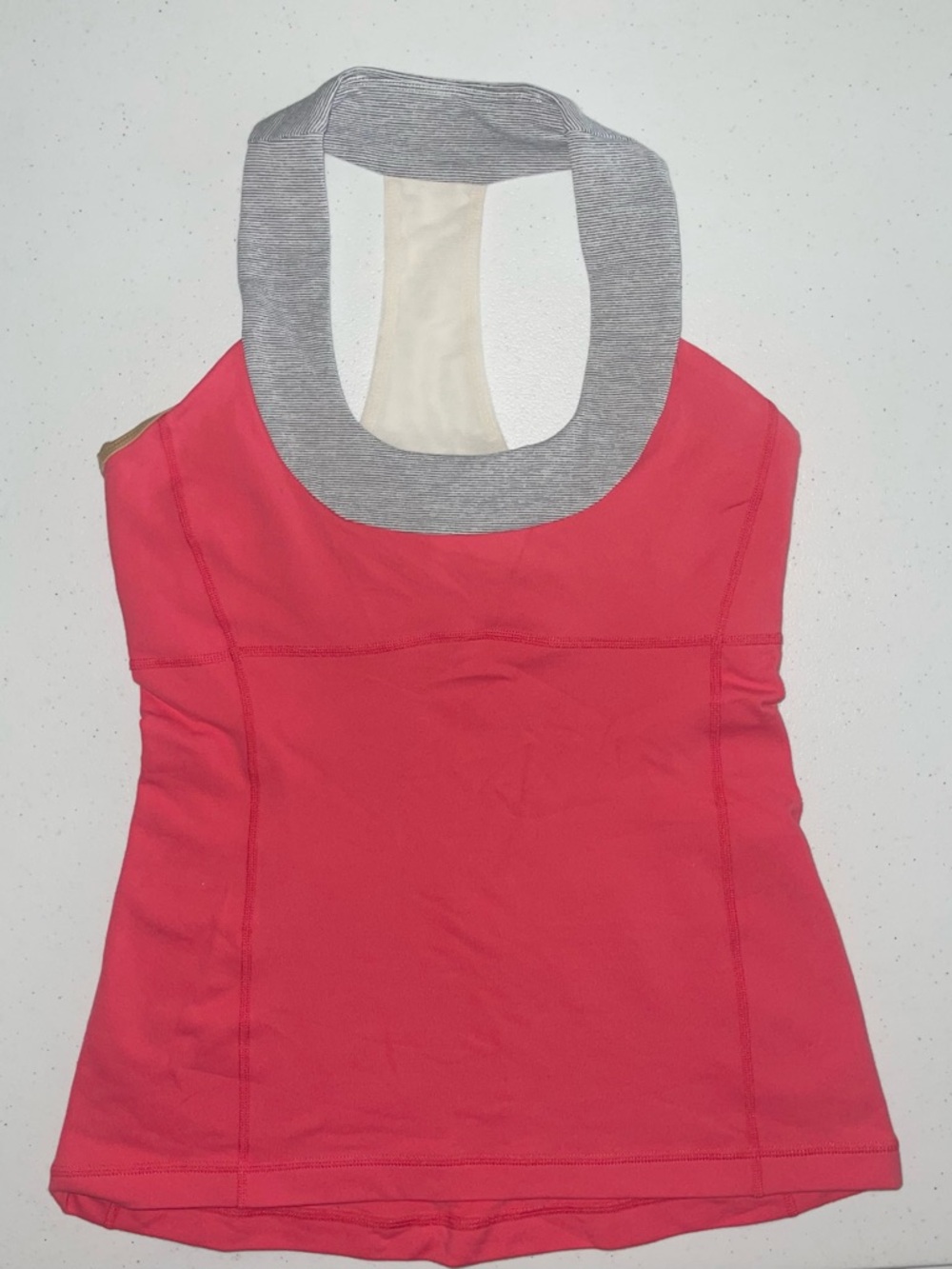 Lululemon Women's coral Racerback Athletic Stretch Tank Top Pink White Size 6